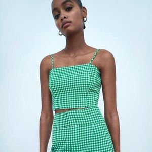 Zara Green gingham top